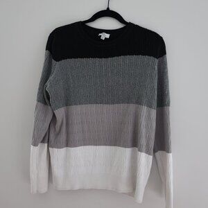 Women's Gray, Black, White Colorblock Sweater 100% cotton